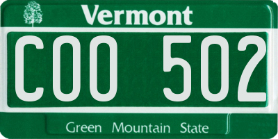 VT license plate COO502