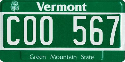VT license plate COO567