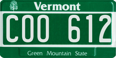 VT license plate COO612