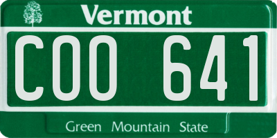 VT license plate COO641