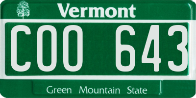 VT license plate COO643