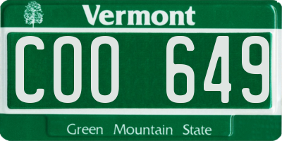 VT license plate COO649