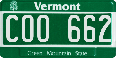VT license plate COO662
