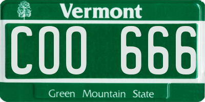 VT license plate COO666