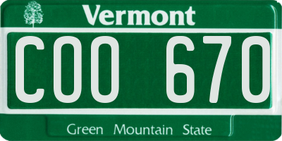 VT license plate COO670