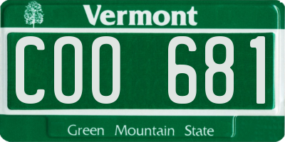 VT license plate COO681