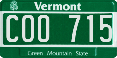 VT license plate COO715