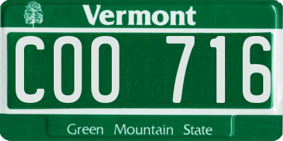 VT license plate COO716