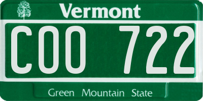 VT license plate COO722