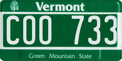 VT license plate COO733