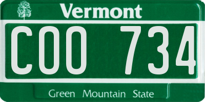 VT license plate COO734