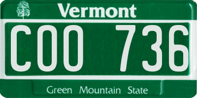 VT license plate COO736