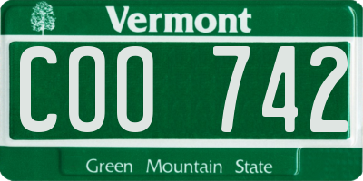 VT license plate COO742