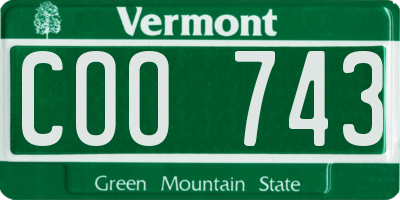VT license plate COO743