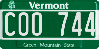 VT license plate COO744