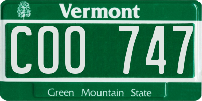 VT license plate COO747