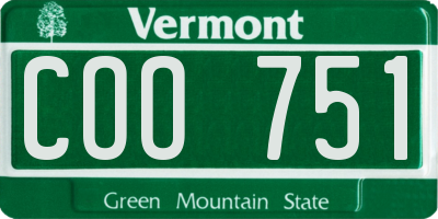 VT license plate COO751