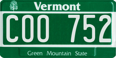 VT license plate COO752