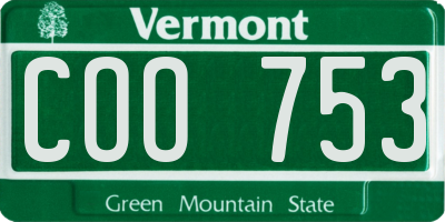 VT license plate COO753