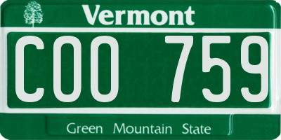VT license plate COO759