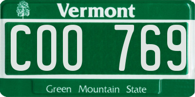 VT license plate COO769