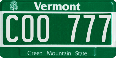 VT license plate COO777