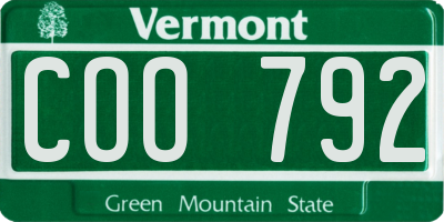 VT license plate COO792