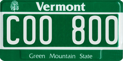 VT license plate COO800