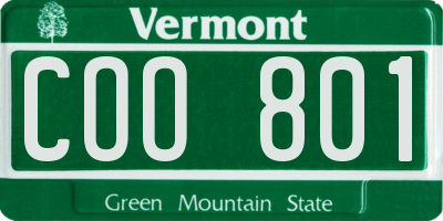 VT license plate COO801