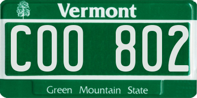 VT license plate COO802