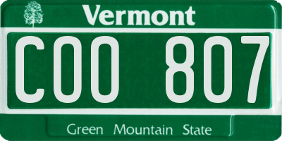 VT license plate COO807