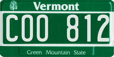 VT license plate COO812