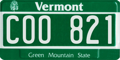 VT license plate COO821