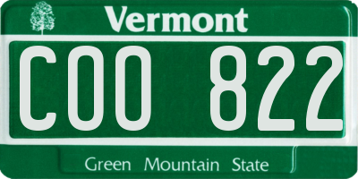 VT license plate COO822
