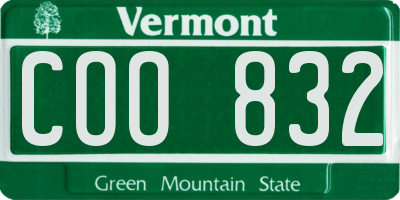 VT license plate COO832