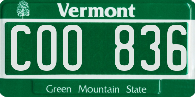 VT license plate COO836