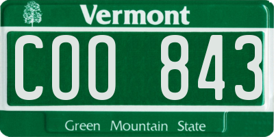 VT license plate COO843