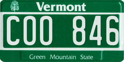 VT license plate COO846