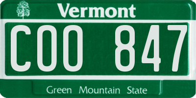 VT license plate COO847
