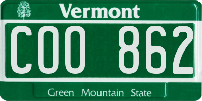 VT license plate COO862