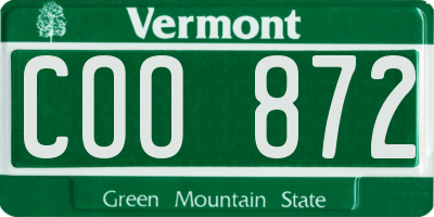 VT license plate COO872