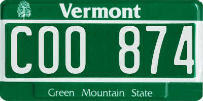 VT license plate COO874