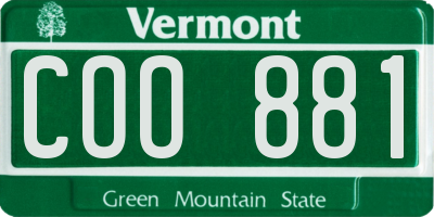 VT license plate COO881