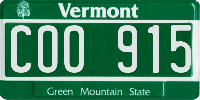 VT license plate COO915