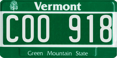 VT license plate COO918