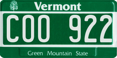 VT license plate COO922