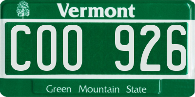 VT license plate COO926