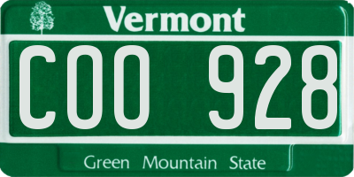 VT license plate COO928