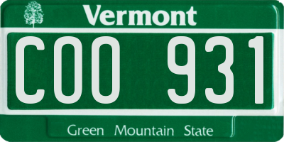VT license plate COO931