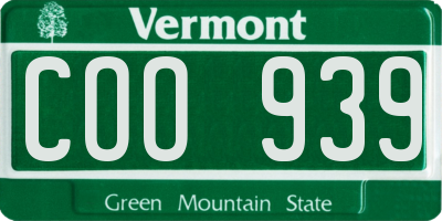 VT license plate COO939